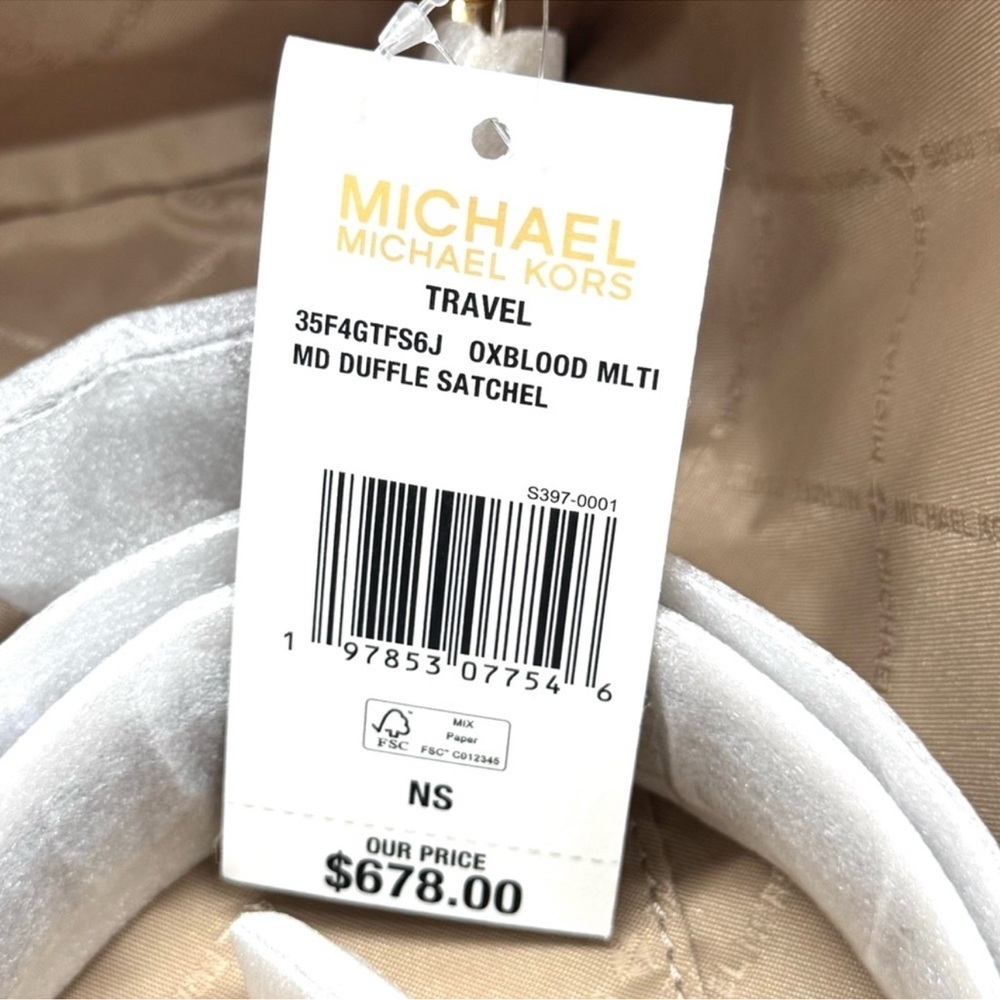 Michael Kors Jet Set Travel Medium Signature Logo Duffel Crossbody Bag Ox Blood - Picture 10 of 10